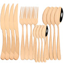Axyaa 16-Piece Gold Stainless Steel Cutlery Flatware Set for Dining