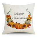 Axyaa Thanksgiving Pumpkin Maple Leaves Linen Cushion Cover for Home Decor