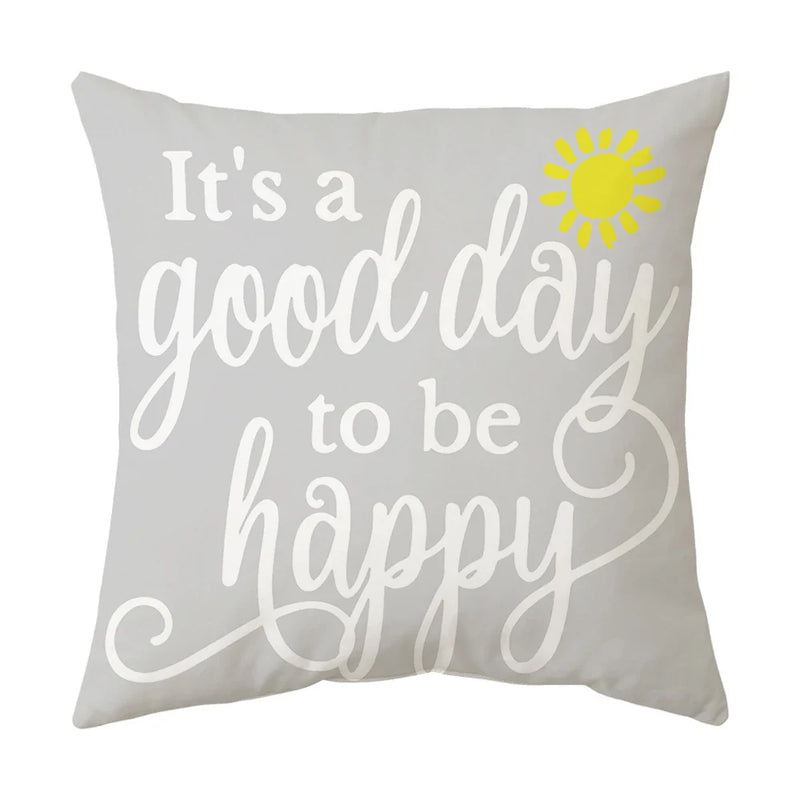 Axyaa Yellow Daisy Cushion Cover Line Sun Pillow Decor