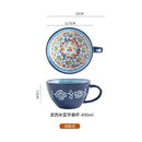Axyaa 400ml Bohemian Ceramic Mugs for Coffee, Milk, Oatmeal, Microwaveable