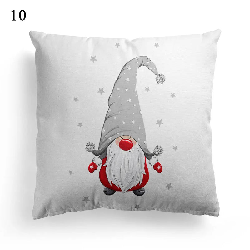 Axyaa Merry Christmas Santa Square Cushion Cover for Sofa and Home