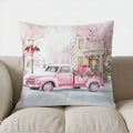 Axyaa Pink Christmas Town Merry Christmas Pillow Cover
