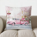 Axyaa Pink Christmas Town Merry Christmas Pillow Cover