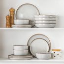 Axyaa Stoneware Dinnerware Set - 16/32 Piece Grey Ceramic Set