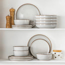Axyaa Loire 32-Piece Grey Ceramic Dinnerware Set - Oven Safe Stoneware
