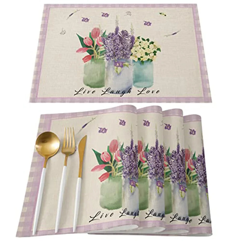 Axyaa Vintage Flower Non-slip Table Mats - Set of 6