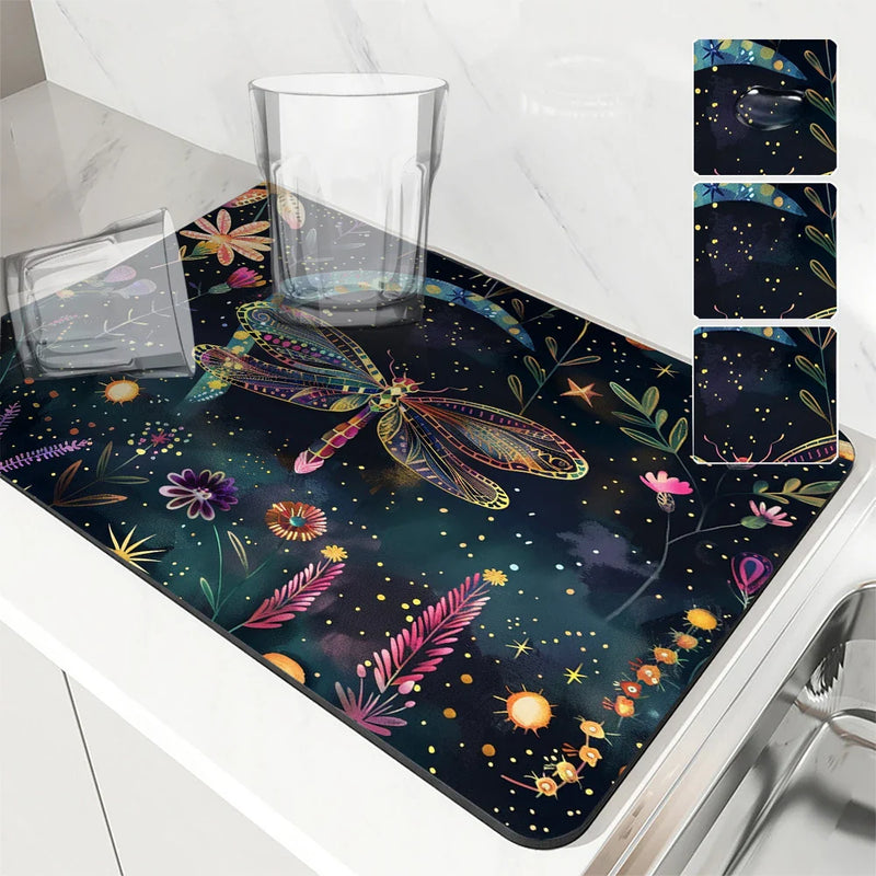 Axyaa Absorbent Non-slip Draining Mat for Kitchen and Bathroom