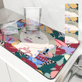 Axyaa Tropical Flowers Absorbent Drain Pad for Kitchen and Bathroom