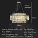 Axyaa Crystal LED Chandelier Ceiling Light - Modern Living Room Pendant Lamp