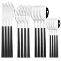 Axyaa 16-Piece Stainless Steel Cutlery Set with Imitation Wooden Handles