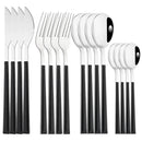 Axyaa 16-Piece Stainless Steel Cutlery Set with Imitation Wooden Handles