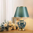 Axyaa Green Ceramics LED Desk Lamp for Modern Home Decor.