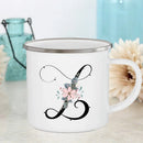 Axyaa Flower Mugs - Creative Enamel Coffee Cups Handle Drinkware for Wedding Gifts