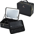 Axyaa LED Mirror Makeup Case|Travel Cosmetic Bag with Dividers & Brush Holder