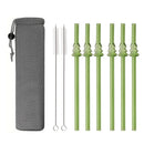 Axyaa Green Glass Straws: 9Pcs Eco-friendly High Borosilicate Glass Drinking Straws