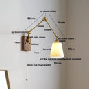Axyaa Modern LED Wall Light Fixture Walnut Wood Rotatable Glass Bedside Lamp