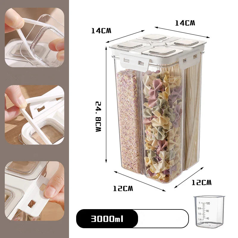 Axyaa Plastic Food Storage Container with Measuring Cup on Organizer Box