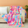 Axyaa Rainbow Faux Fur Blanket: Cozy, Fluffy, Warm for Couch & Bed