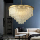 Axyaa Gold Metal Round Led Pendant Lights Luxury Glass Lighting Fixtures
