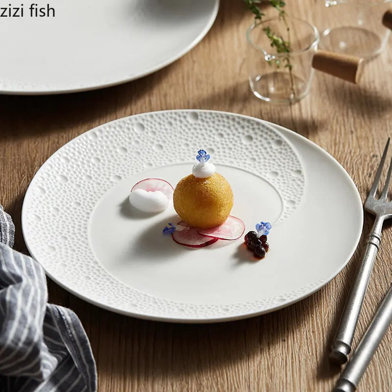 Axya Ceramic Dinner Plates - Elegant Round Tableware for Restaurant, Pasta, Sushi