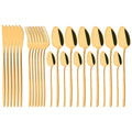 Axyaa 24-Piece Stainless Steel Dinnerware Set White Silver Flatware Tableware Kit