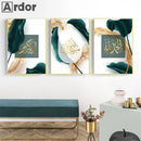 Green Gold Marble Islamic Calligraphy Poster Art for Home Decor by Axyaa