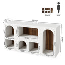 Axyaa 59" White Modern Console Table with 6 Compartments