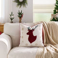 Axyaa Christmas Embroidered Pillow Cover Trees Deer Snowflakes 45x45cm 30x50cm