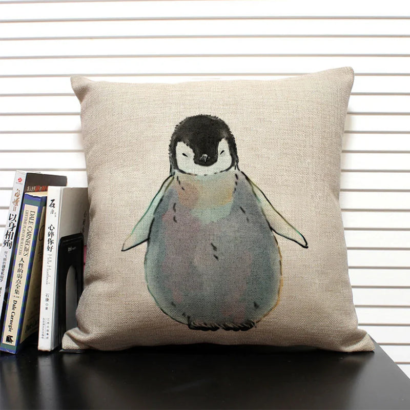 Animal Penguin Cushion Cover 45x45, Axyaa Brand - Cute & Funny Decorative Pillowcase