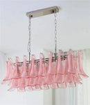Axyaa Murano Glass Petal Shade Chandelier - White Pink Pendant Light