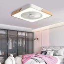 Axyaa Ultra-Thin Square Ceiling Fan Lamp White Nordic Style