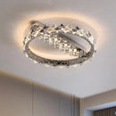 Axyaa Luxury LED Crystal Ceiling Lamp Stainless Steel Chrome Hanging Lights for Home Décor