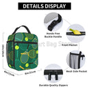 Axyaa Tennis Rackets Balls Print Insulated Lunch Bag Portable Thermal Bento Tote