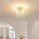 Axyaa Crystal Chandelier Bird Nest LED Ceiling Light for Modern Bedroom Interior