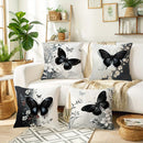 Axyaa Bohemian Butterfly Floral Throw Pillow Covers, 18x18 Inch Black & White