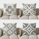 Axyaa Gray Geometric Pattern Throw Pillow Cover for Sofa, Bedroom, Car