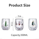 Axyaa Christmas Glass Cup with Christmas Tree Snowman Design