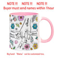 3D Effect Flowers Cup Holding Hands Personalized Name Mug for Children, Mother's Day Gift
