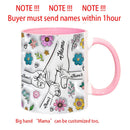3D Effect Flowers Cup Holding Hands Personalized Name Mug for Children, Mother's Day Gift