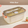 Axyaa Bear & Panda Cartoon Stainless Steel Bento Box for School Picnic Storage