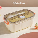Axyaa Bear & Panda Cartoon Stainless Steel Bento Box for School Picnic Storage
