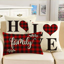 Axyaa Red Black Plaid Valentine’s Day Linen Pillow Cover 30x50 40x60
