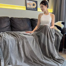 Axyaa Yarn-Dyed Milk Fleece Thickened Blanket Cozy Office Nap Student Cover