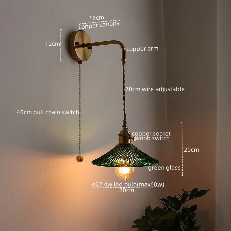 Axyaa Copper Glass LED Wall Sconce - Stylish Indoor Stair Light Fixtures