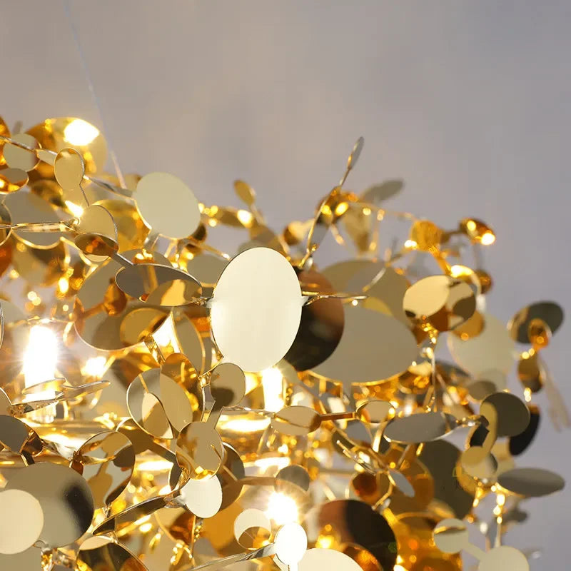 Axyaa Stainless Steel Golden Chandelier for Restaurant, Bedroom, and Cafe