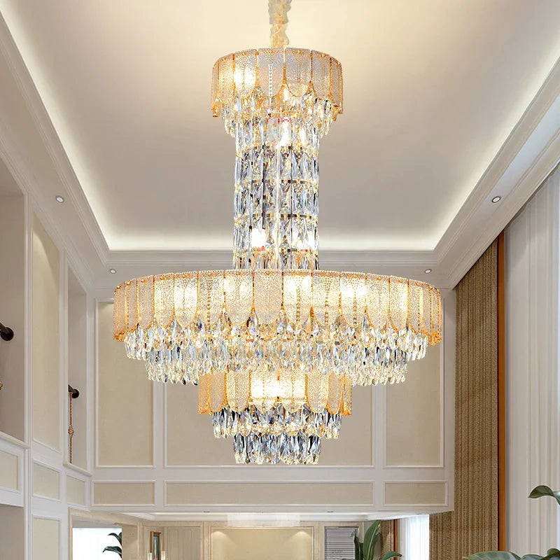 Axyaa Crystal Chandelier: Postmodern Light Luxury for Living Room, Hotel Lobby & Villa.