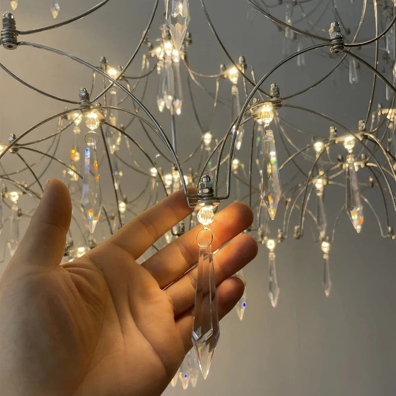 Axyaa Starry Crystal Chandelier: Luxe Modern Lighting for Hotel, Villa, Dining Room