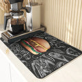 Axyaa Coffee Pattern Placemats Set for Table Cups Coaster Drainer Diatomaceous Earth Mat