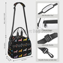 Dachshund Print Insulated Lunch Bag by Axyaa - Waterproof Thermal Tote with Adjustable Strap