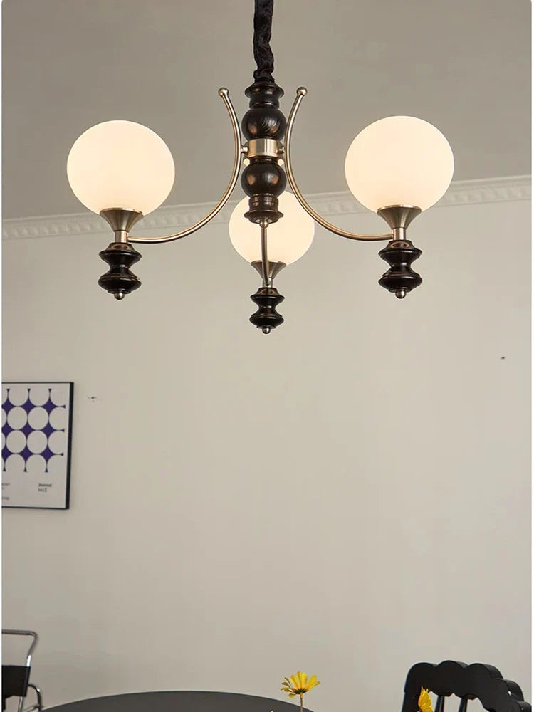 Axyaa Walnut Chandelier, Retro Designer Branch Lighting
